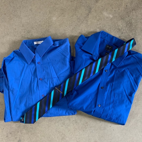 BLUE DRESS SHIRTS + tie - Picture 1 of 3